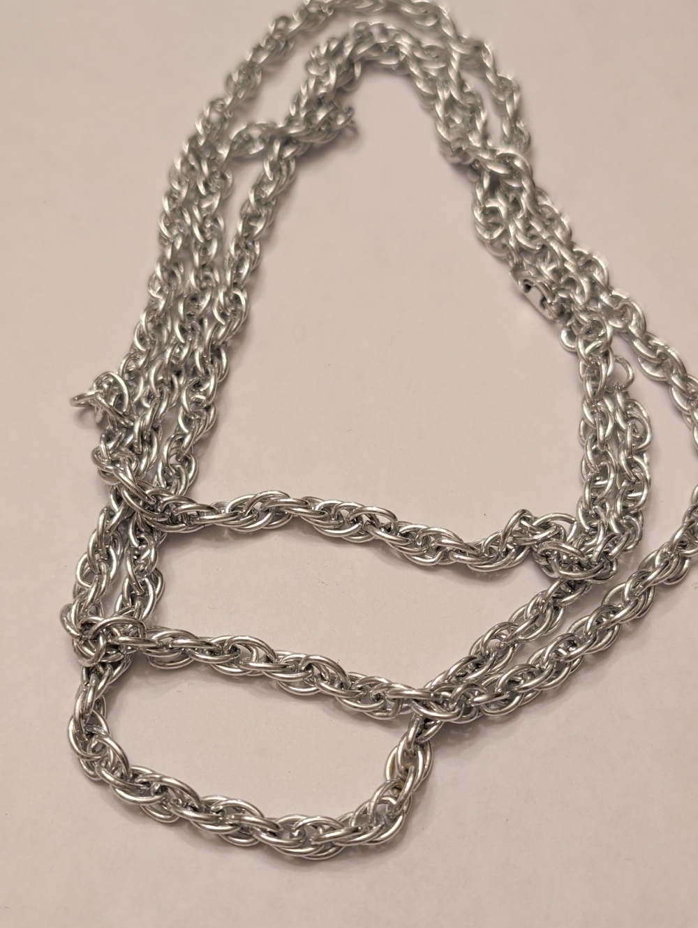 Extra Long Silver Tone Rope Chain Necklace - Classic Women’s Jewelry